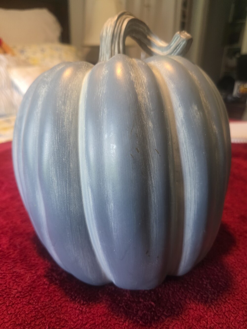 Blue Gray Pumpkin Fall Seasonal Home Decor 11in Wide, 11in Long, 27in Circumfer